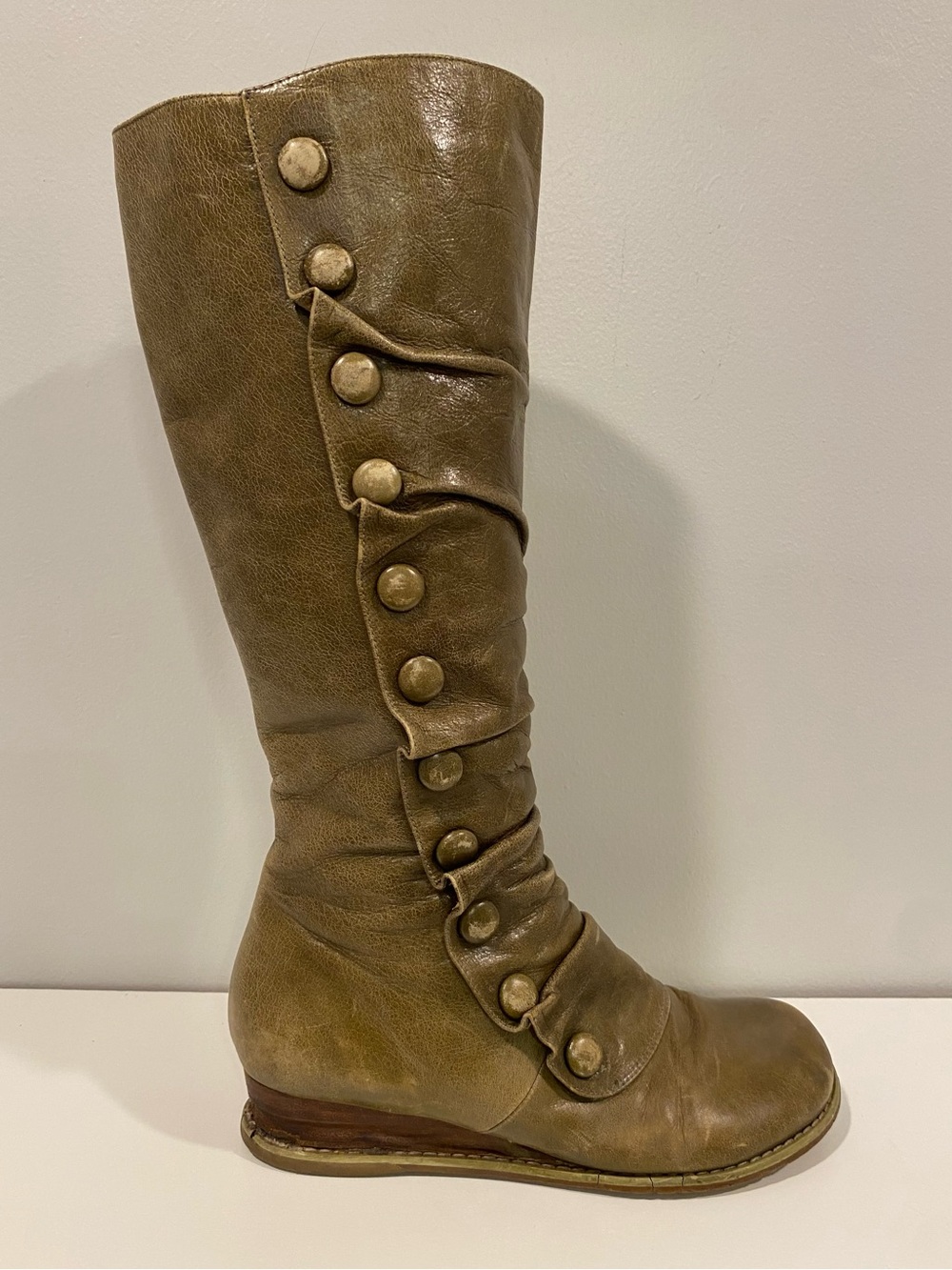 Rare Olive Miz Mooz “Bloom” Tall Leather Button Boots - Picture 3 of 15